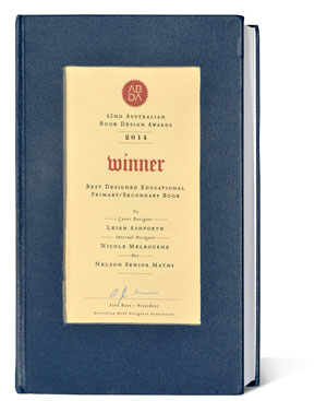 Photograph of the award won at the Australian Book Design Awards.