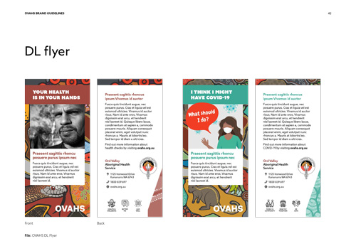 DL flyers. Templates showing how to combine brand assets.