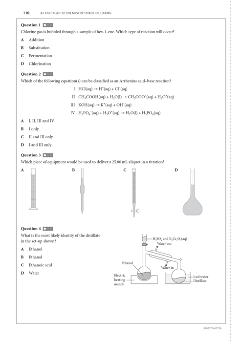 Page 6, topic summary, from Cengage A+ HSC Year 12 Chemistry Advanced Study Notes.
