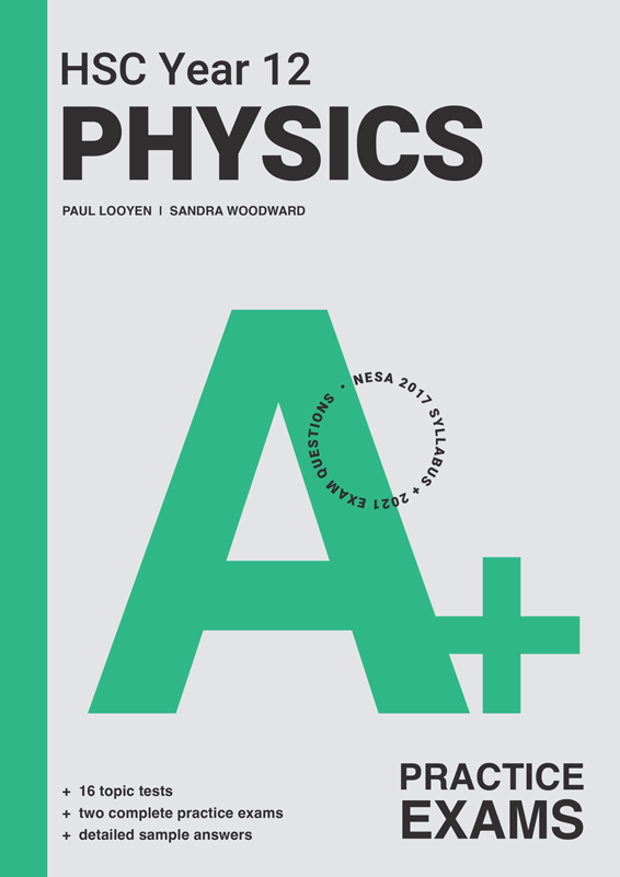 Cover design of Cengage A+ HSC Year 12 Physics Practice Exams.
