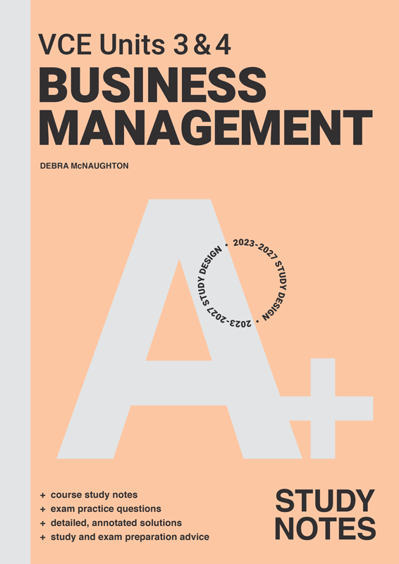 Cover design of Cengage A+ VCE Year 12 Business Management Advanced Study Notes.