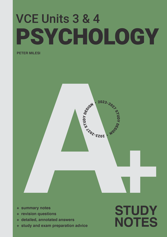 Cover design of Cengage A+ VCE Units 3 & 4 Psychology Study Notes.