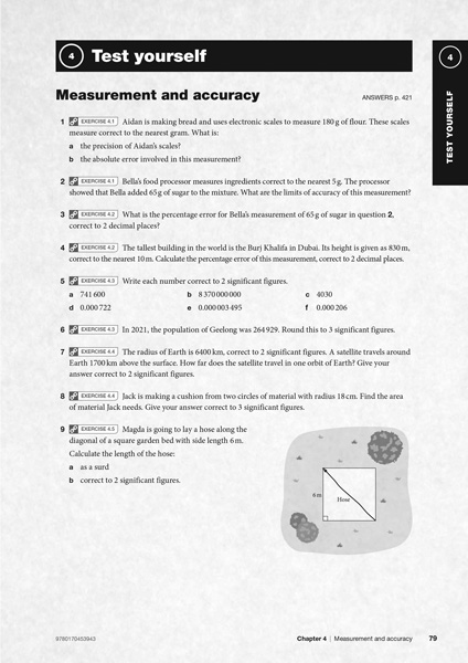 Test yourself section from Nelson VICmaths Foundation Mathematics 12.