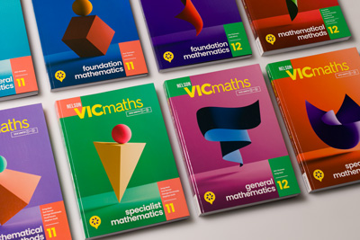 Photograph of the Nelson VICmaths series cover designs..