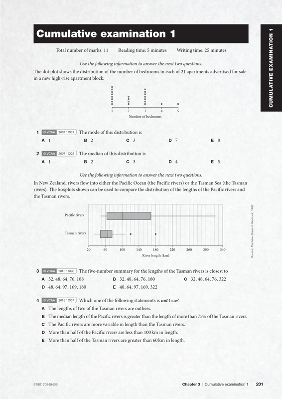 Page 201, Cumulative-examination 1, Nelson VICmaths General Mathematics 12.