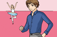 Cengage – Manga style illustration of boy not enjoying dancing.