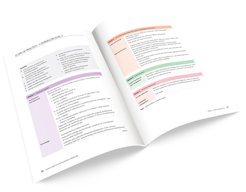 Pages 26–27, Scope of Practice for Registered Counsellors.