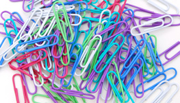 Photograph of paper clips representing the idea of selecting and editing content.
