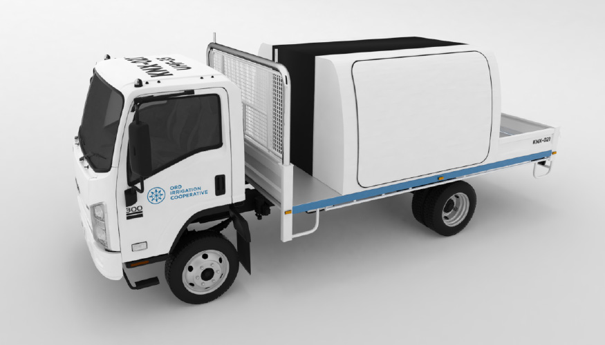 Illustration of a truck with branding to represent the idea of illustration services for business.